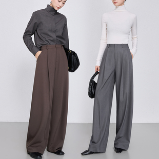 垂感解构弯刀裤 设计感立体压褶显瘦阔腿裤 女醋酸羊毛2025早秋新款
