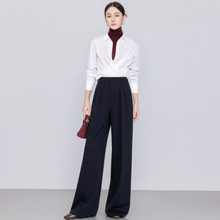 休闲裤 子2025秋冬空气层云朵糯米裤 女长裤 曼依拉四面弹针织阔腿裤