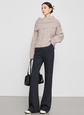 超模神裤醋酸羊毛微喇裤女冬季2025新款加厚毛呢喇叭裤显瘦糯米裤