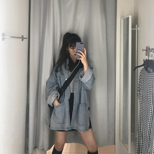 oversize百搭中长款 牛仔外套女BF时尚 上衣 2019新款 秋冬宽松韩版