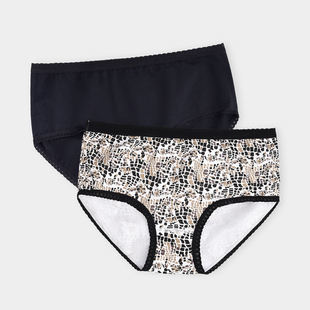 LC0011 棉质弹力舒适透气印花女内裤 棉元 素女士中腰三角内裤