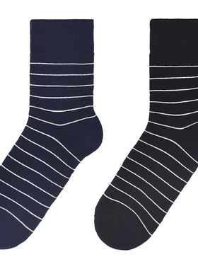 1棉元素男士袜棉质加厚毛圈袜条纹简约舒适冬季男士中筒袜M30297