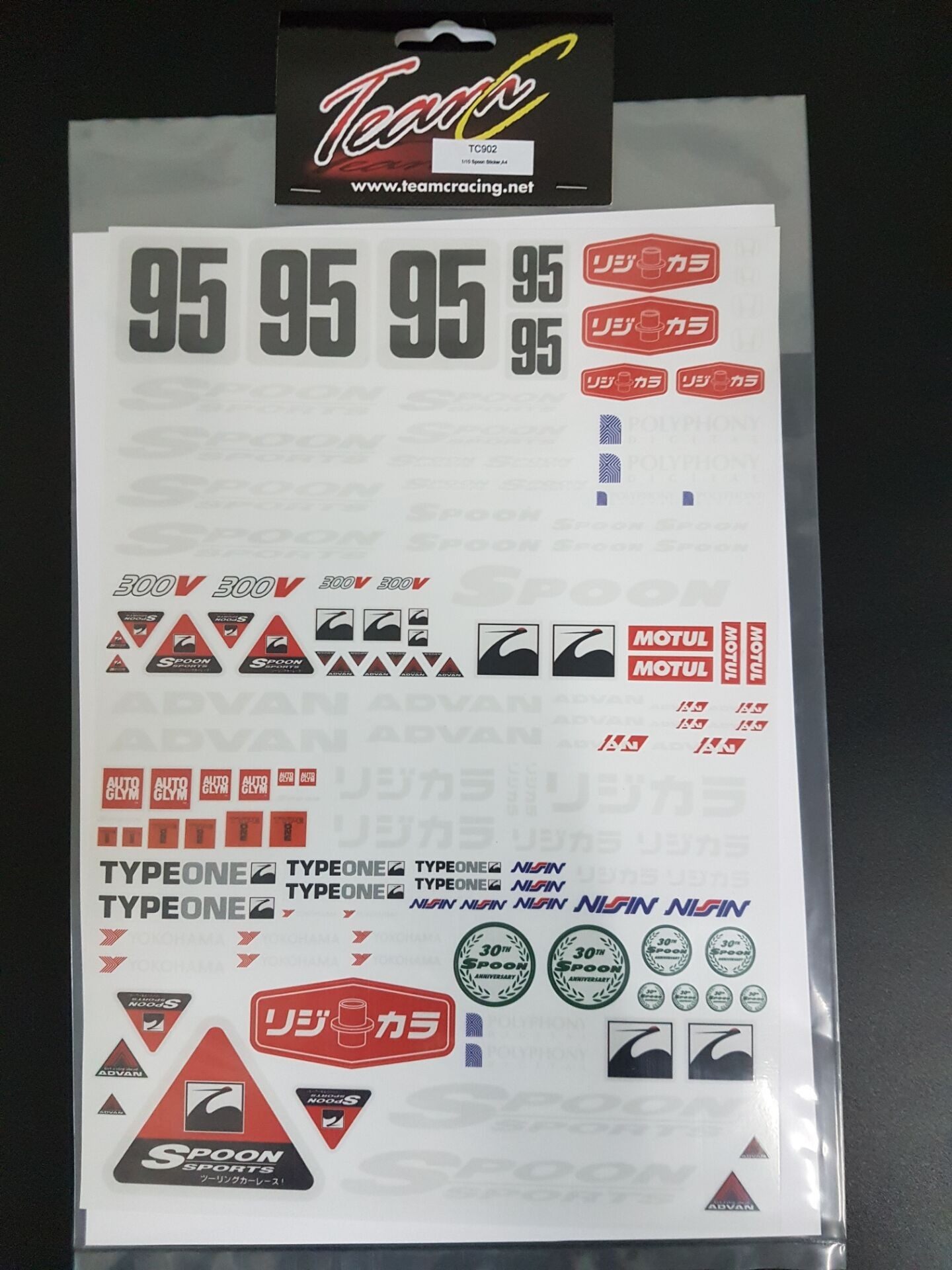 1/10 Spoon/Castrol/Mugen/Advan 透明貼紙 A4  运费6元