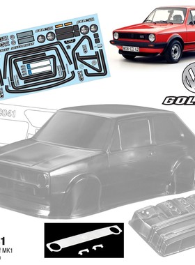 1/10 VW Golf MK1 轴距258mm TC041透明PC车壳  附灯杯  运费6元