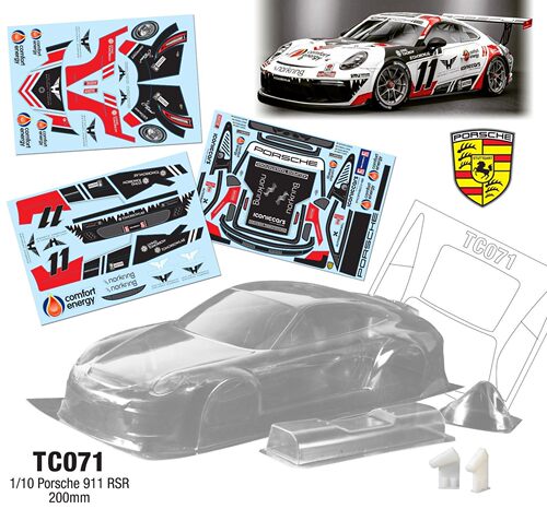 TC071 1/10 Porsche 911 RSR  200mm  透明PC  附灯杯 运费6元