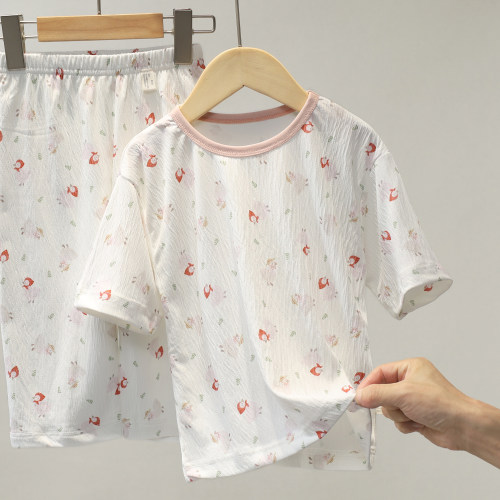 儿童睡衣套装女孩家居服女童空调服宝宝t恤套装大童短袖夏季薄款