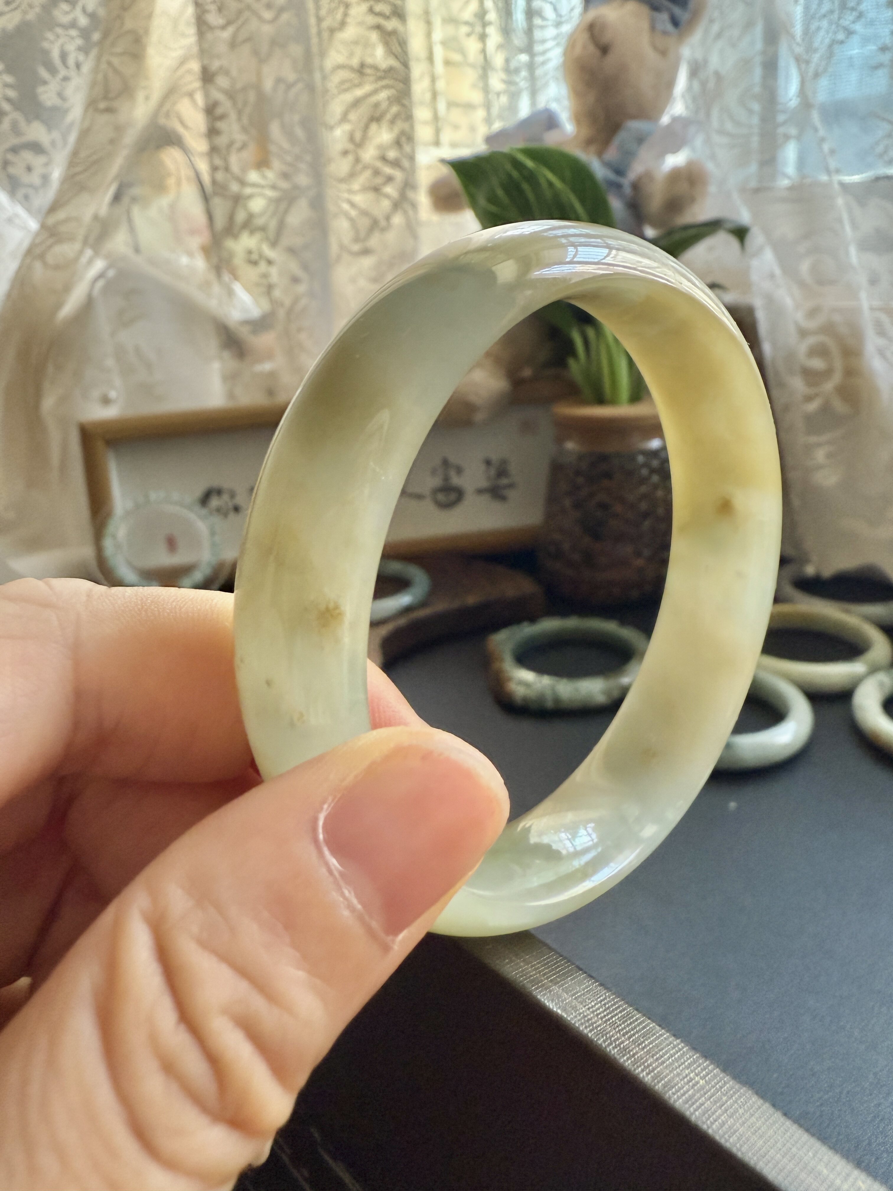 缅a翡翠手镯  冰透黄翡 58-15-7.2