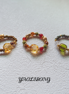 捷克珠琉璃复古手工戒指