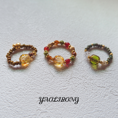 捷克珠琉璃复古手工戒指