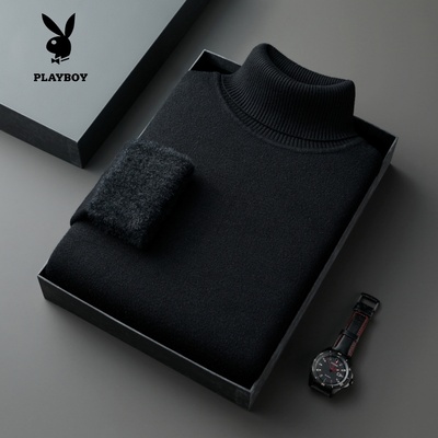 花花公子男士加绒加厚保暖针织衫