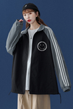 中性春季新款宽松撞色印花插肩立领情侣夹克女潮JK6101P55控68，男装夹克，电商A268