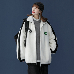 中性风秋季立领保暖棉服厚实羊羔毛外套男女潮MY1003P85控108