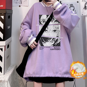 秋韩版V领宽松抽绳动漫卫衣男女情侣上衣潮B605JRP55控68,什么体恤搭配绿色裤子男图片