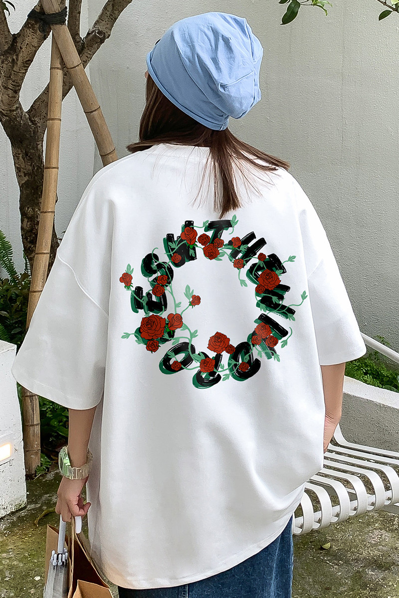 中性夏新款总目花朵印花T恤男女情侣短袖新潮T6047P25控38,男装T恤,电商A268