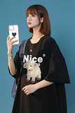 中性港风夏季宽松圆领纯棉短袖小羊NICE印花情侣T6034P25控38，男装T恤，电商A268