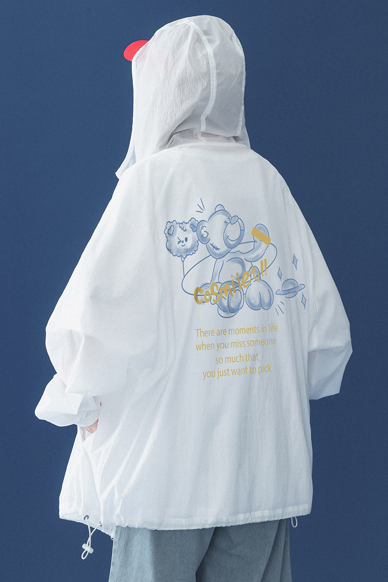 港风中性夏韩版轻薄连帽宽松情侣防晒服女外套男新F6033P55控68,男装夹克,电商A268