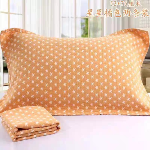 沐瑟品牌纯棉纱布枕巾一对单人透气耐脏四季通用枕巾