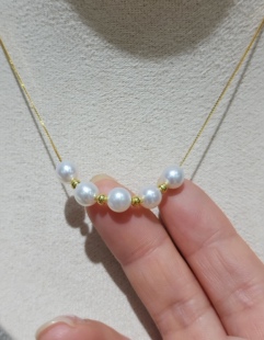 流素losu.925银近正圆几乎无暇强光简约微笑链可调节多种戴法项链