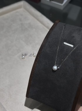 流素losu .  925银淡水珍珠浪漫风光正圆无暇法式项链耳钉