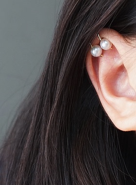 LOSU流素/ 灵珑—设计师款进口14k包金淡水珍珠耳骨夹气质无耳洞