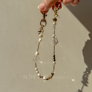 InTheCase高级感巴洛克珍珠手机链天然白水晶轻奢精致包挂件通用