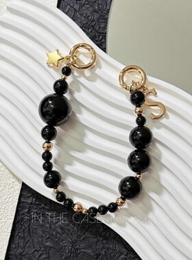 InTheCase 原创设计夸张黑色泡泡串珠字母定制手机链挂绳通用款