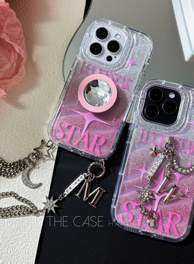 InTheCase 闪钻挂链手机壳少女心梦幻iphone14promax星月Y2K朋克爆闪手腕链手指链条防摔手机链绳适用苹果15