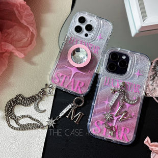 InTheCase 闪钻挂链手机壳少女心梦幻iphone14promax星月Y2K朋克爆闪手腕链手指链条防摔手机链绳适用苹果15