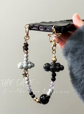 InTheCase黑金大乌云朵闪电质感原创设计小众防摔手机链通用挂绳