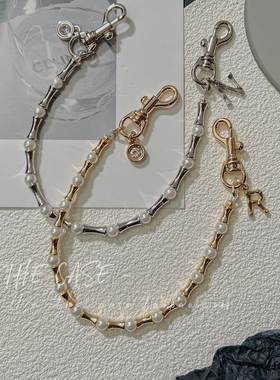 InTheCase 小众气质珍珠金银竹节细手腕链防摔手机绳适用苹果华为