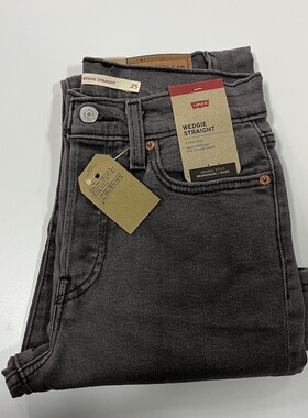 现货Levi's/李维斯女Wedgie直筒高腰烟灰色水洗牛仔裤#349640127