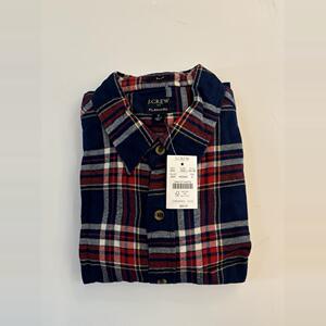J.CREW男纯棉法兰绒修身格子长袖拼色衬衫#BU180