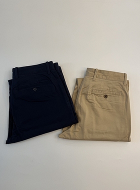 现货J.CREW男纯色中高腰宽松直筒休闲裤chino#BR813