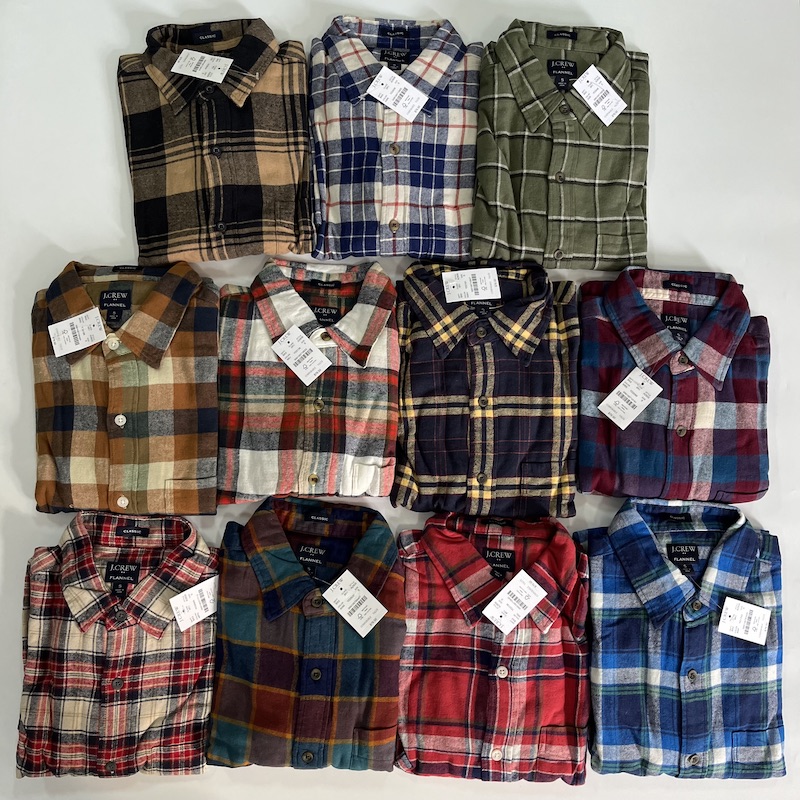 现货J.CREW男纯棉法兰绒格子长袖拼色衬衫#AZ836#AZ835