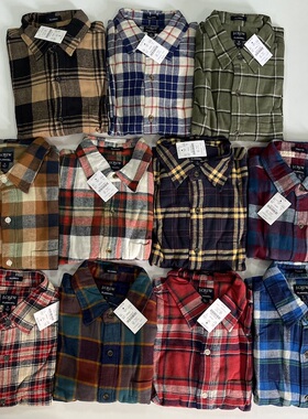 现货J.CREW男纯棉法兰绒格子长袖拼色衬衫#AZ836#AZ835