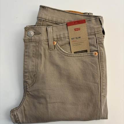 现货Levi’s/李维斯男厚款511卡其色牛仔布修身牛仔裤#045115878