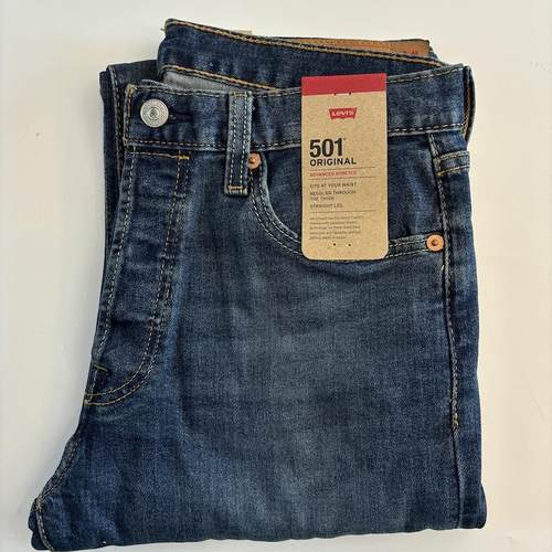 李维斯男501水洗直筒牛仔裤