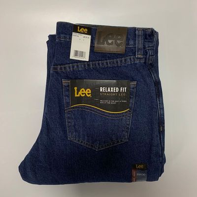Lee男宽松直筒加绒牛仔裤