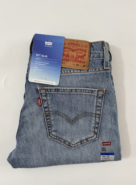 现货Levi's/李维斯男薄款冰酷511蓝色水洗修身牛仔裤#045115319