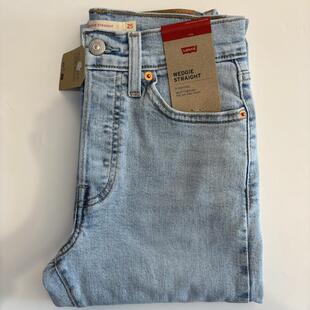 Wedgie直筒冰蓝色水洗牛仔裤 李维斯女厚款 349640221 现货Levi