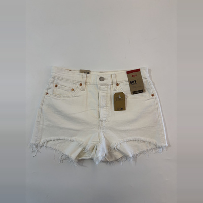 李维斯501白色水洗做破牛仔短裤