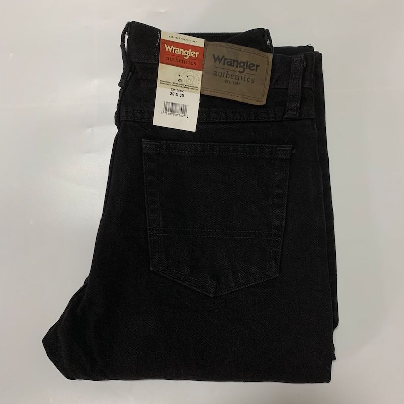 现货Wrangler/威格男直筒中腰纯棉黑色牛仔裤ZM100BK