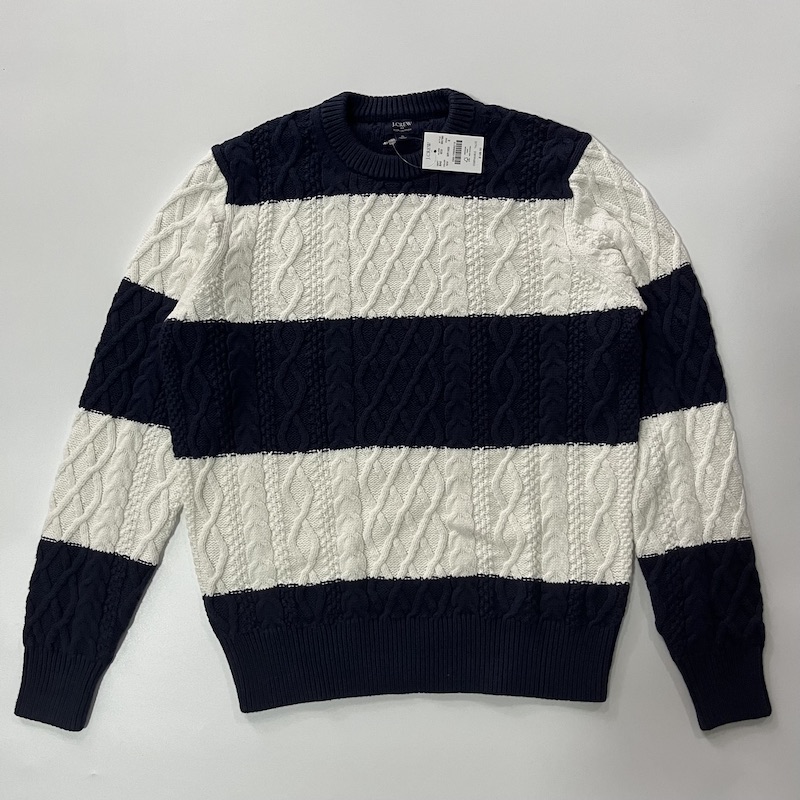 J.CREW男纯棉加厚扭花毛衣