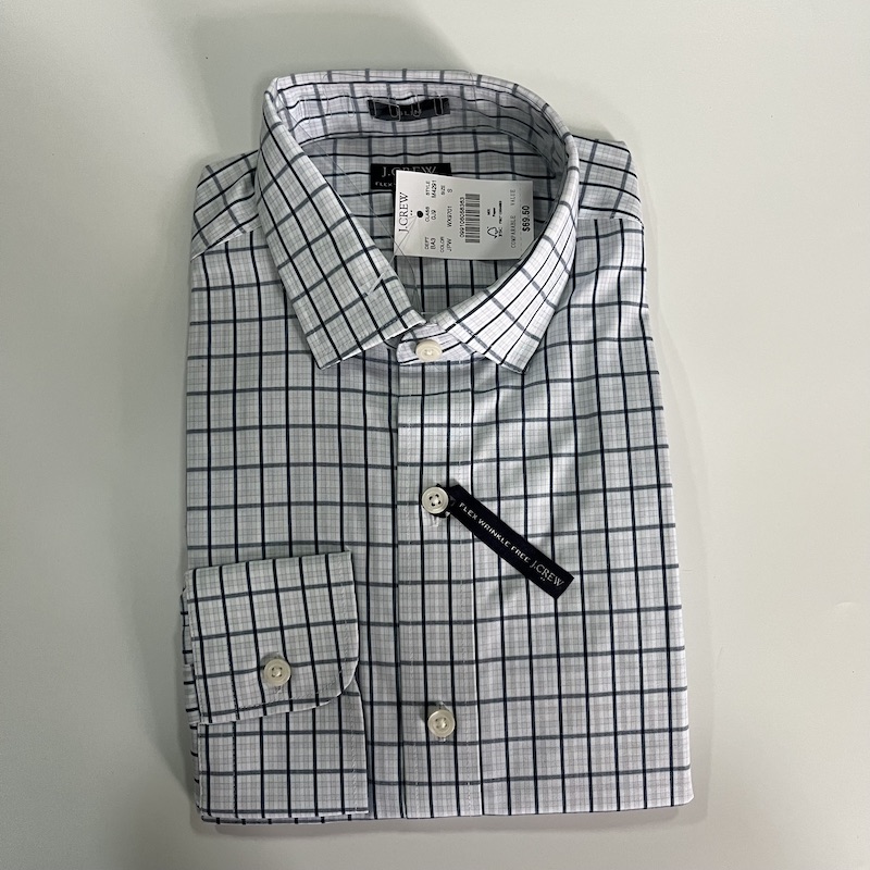 J.CREW男修身格子免烫长袖衬衫