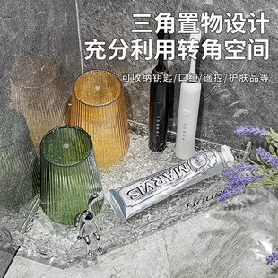架轻奢卫生间洗手间厕所亚克力浴室收纳洗漱置物架三角台面化妆品