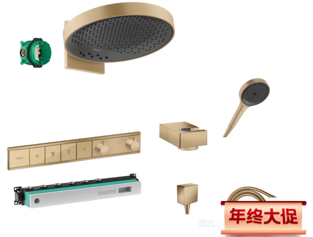 境雨三速博雅金26234147 入墙花洒15382147暗装4功能恒温模块博雅