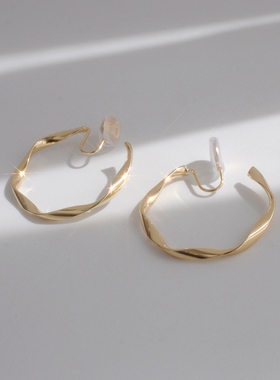 经典百搭金色C形耳圈无耳洞蚊香盘无痛耳夹女法式气质耳环2021新