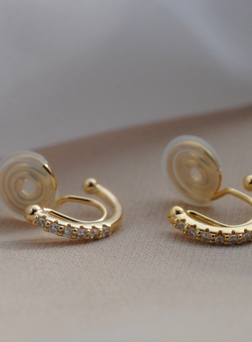 无耳洞入简约闪钻防掉蚊香盘耳夹百搭耳环气质耳饰女精致高级感