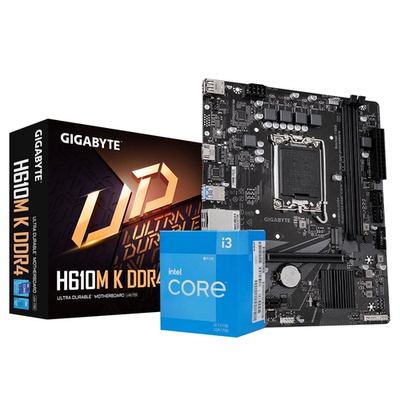 技嘉H610M K DDR4主板 搭配 INTEL I3-12100原包盒装套装