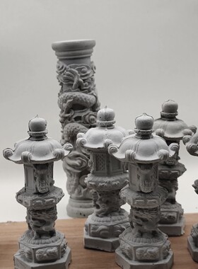 古代国风龙灯塔柱建筑微缩模型假山微景观盆景水鱼缸造景装饰摆件